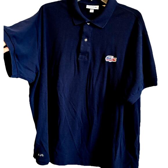 Lacoste Polo Shirt American Flag Logo Mens 4XL European 9, USA Alligator RARE !! - Picture 4 of 14